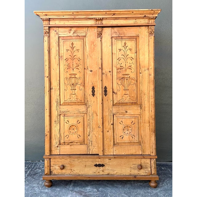 Rustic European Vintage Austrian Knotty Pine Armoire For Sale - Image 3 of 12