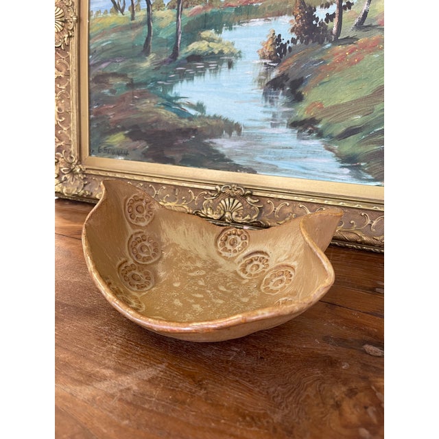 Handmade Studio Pottery Bowl With Organic Curved Form and Textured Impressions. For Sale - Image 4 of 9