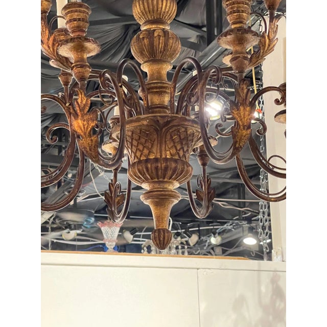 Traditional Antique Carved and Giltwood Italian Chandelier For Sale - Image 3 of 7