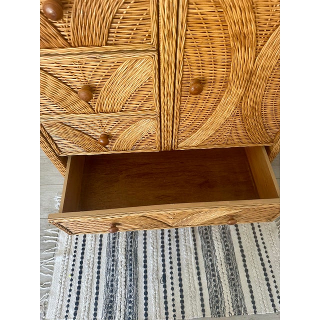 1980s Vintage Tall Wicker Chest of Drawers For Sale - Image 5 of 7