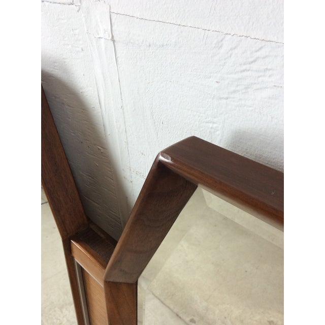 Unique Mid Century Modern Wall Mirror With Two Hexagonal Shaped Mirrors and Walnut Frame For Sale - Image 16 of 18
