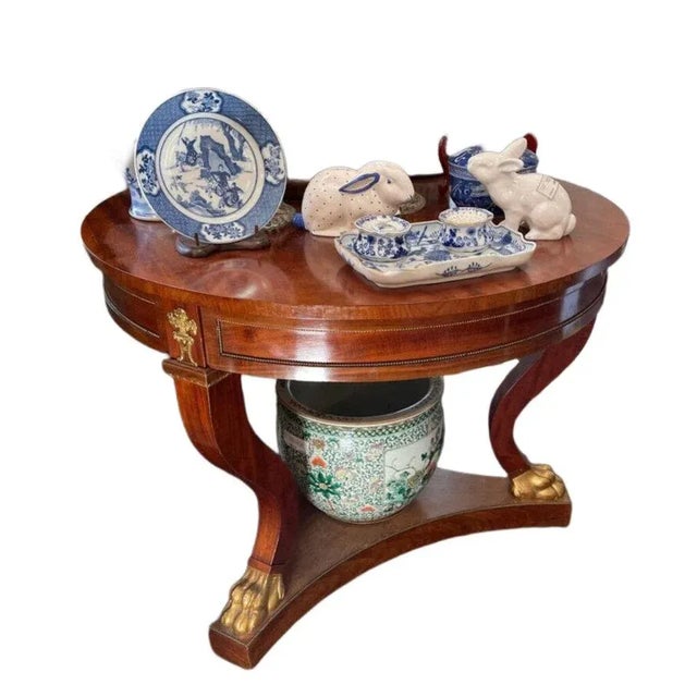 Neoclassical Giltwood & Dore Bronze Mounted Mahogany Center Table For Sale - Image 4 of 5