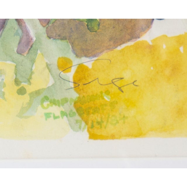 1980s 1984 “Chipmunk Flagstaff” Watercolor Painting by Walter Sorge For Sale - Image 5 of 7