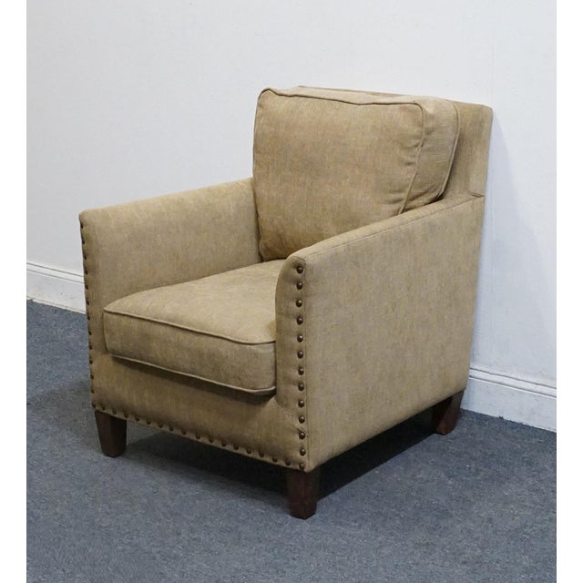 Uttermost Uttermost Furniture Transitional Accent Club Arm Chair W. Textured Beige Woven Upholstery & Nailhead Trim For Sale - Image 4 of 10