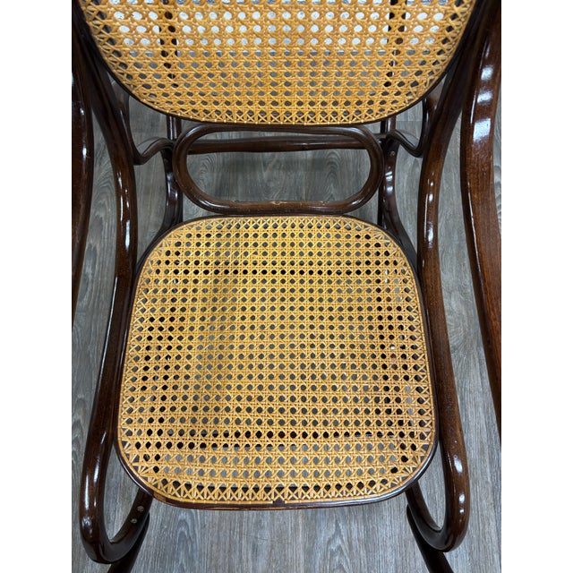 Vintage Thonet Style Bentwood Beechwood Cane Seat Cane Back Rocking Chair For Sale In Kansas City - Image 6 of 17
