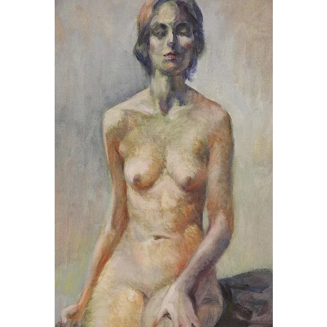 Figurative Vintage 20th Century Impressionist Female Nude Oil/Canvas - Listed American Artist - Signed & Framed For Sale - Image 3 of 10