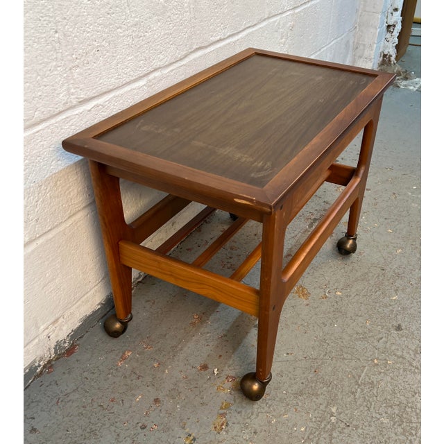 Mid-Century Danish Style Teak Slatted Rolling Cart For Sale In New York - Image 6 of 12
