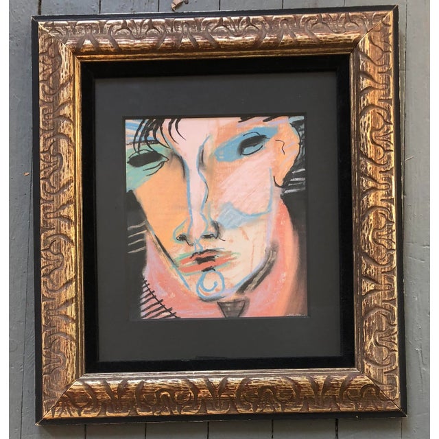 Original Vintage Framed Pastel Portrait Signed For Sale - Image 4 of 4