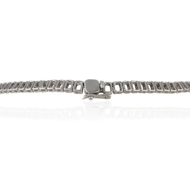 Green 19.11 Ctw Vivid Emerald and 8.82 Ctw Diamond Tennis Necklace 18k White Gold For Sale - Image 8 of 9