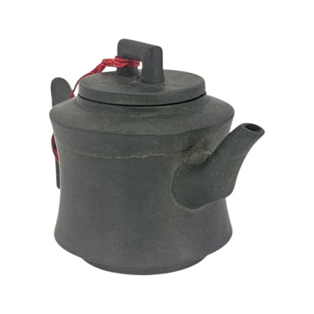 Chinese Late 20th Century Chinese Black Clay Teapot With Gilt Calligraphy For Sale - Image 3 of 11
