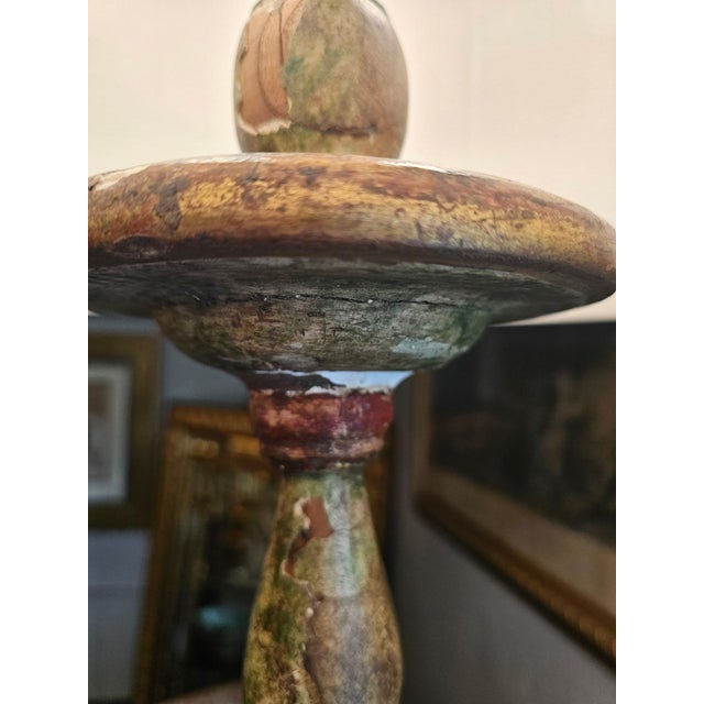 Large Antique Celadon Green & Gilded Candlestick Table Lamps -a Pair For Sale - Image 9 of 13