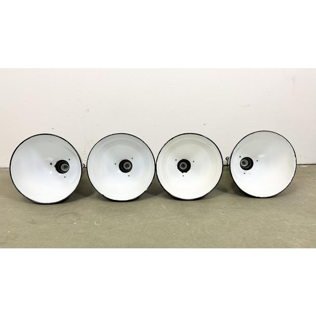 Industrial Vintage Industrial Bauhaus Black Enamel Pendant Lamps from Elektrosvit, 1960s, Set of 4 For Sale - Image 3 of 14