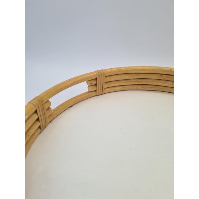 Mid-Century Modern Vintage Round Rattan and Bamboo Tray, 1970s For Sale - Image 3 of 10