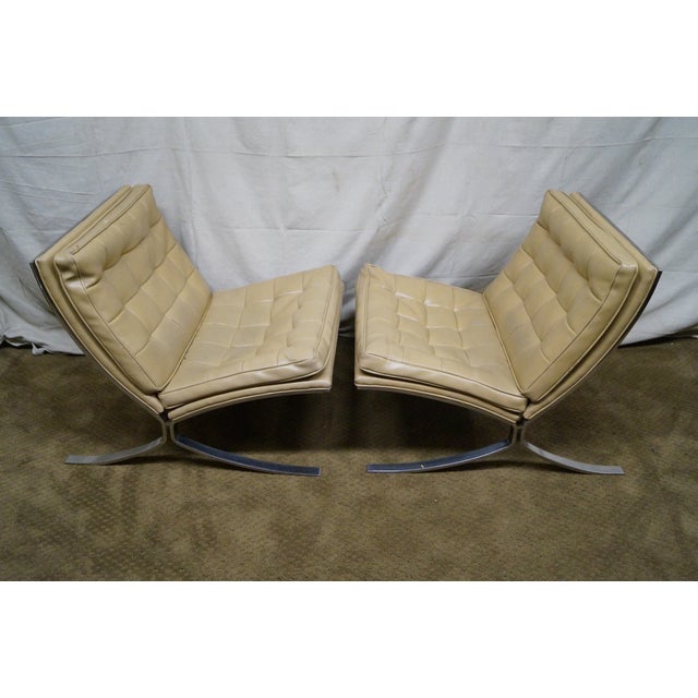 Vintage Chrome Frame Barcelona Style Chairs - Pair | Chairish