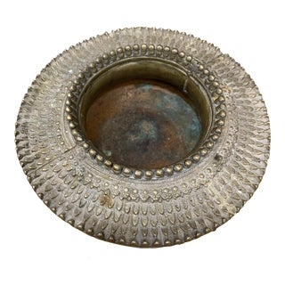 Vintage Dhokra Damar Brass With Silver Overlay Bowl, Ashtray or Catchall For Sale