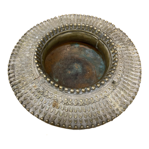 Vintage Dhokra Damar Brass With Silver Overlay Bowl, Ashtray or Catchall