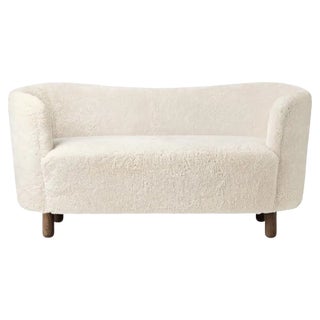 Off White Sheepskin and Smoked Oak Mingle Sofa by Lassen For Sale