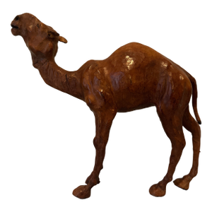 Vintage Leather Wrapped Camel Figurine