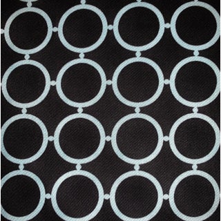 Free Spirit Designer Vicki Payne Aqua & Black Circles Geometric Rings Fabric- 3.8 Yards For Sale
