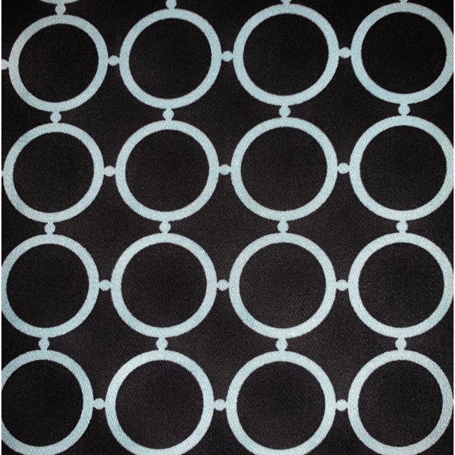 Free Spirit Designer Vicki Payne Aqua & Black Circles Geometric Rings Fabric- 3.8 Yards For Sale