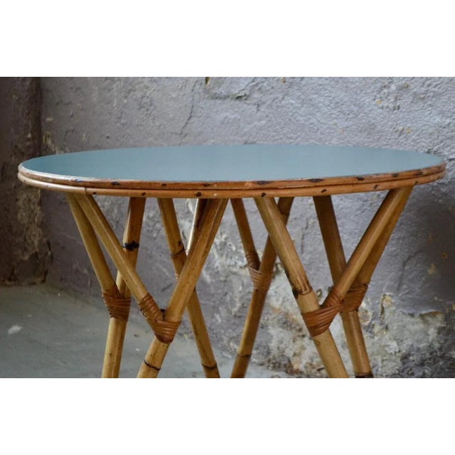 Wood Rattan Side Table, 1960s For Sale - Image 7 of 11