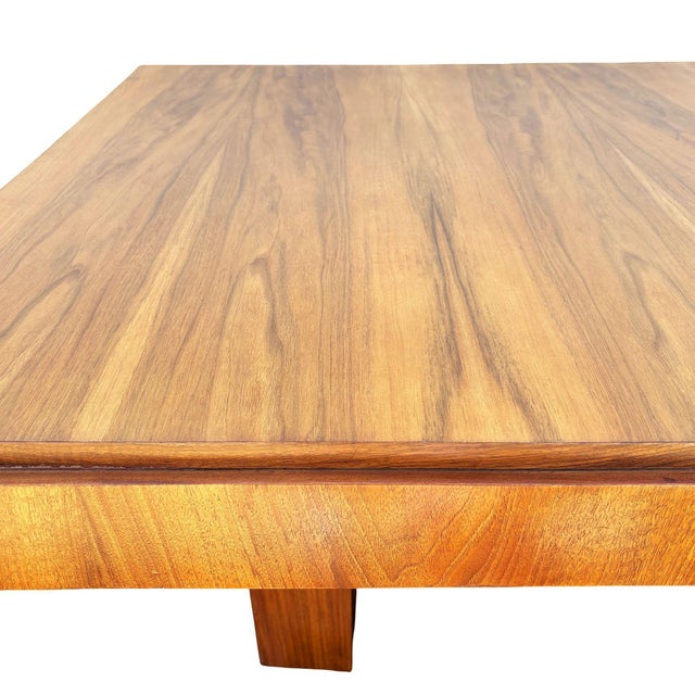 1940s Art Deco Geometric Walnut Dining Table Desk Inspired by Charles Dudouyt For Sale - Image 10 of 12