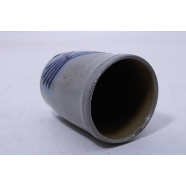 Ceramic 1980s Blue Stoneware Cup W. Bird Design For Sale - Image 7 of 14