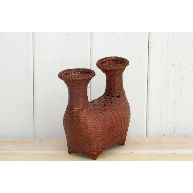 Finely Woven Boat Shaped Vintage Basket For Sale - Image 4 of 7