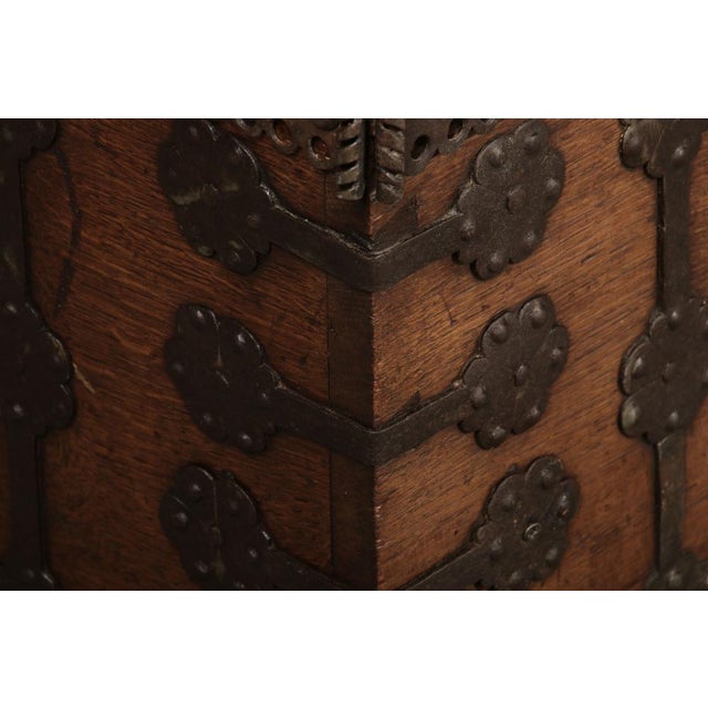 Small Antique Gothic Chest with Iron Bands, 1500 For Sale - Image 13 of 18