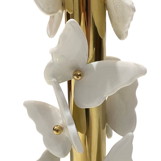 Metal White Murano Glass Butterfly Lamps, Set of 2 For Sale - Image 7 of 9