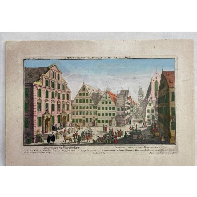 Charles Remshard, Vue d'Optique: View of the Imperial City of Augsburg, 18th Century, Engraving For Sale - Image 4 of 4