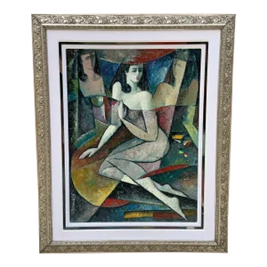 Vintage Art Deco Framed Oil on Canvas Painting