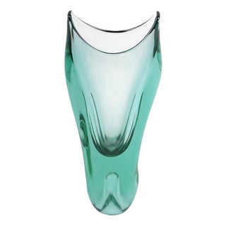 Mid-Century Vase in Thick Glass, Czech, 1950s For Sale