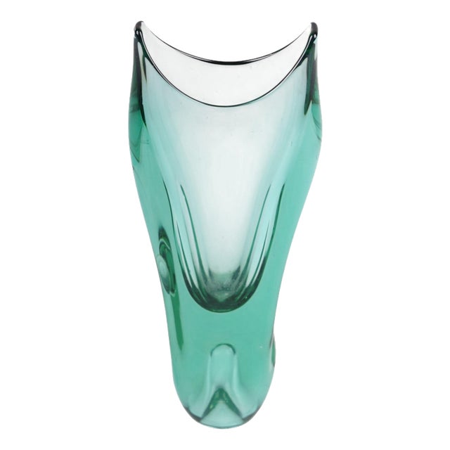 Mid-Century Vase in Thick Glass, Czech, 1950s For Sale
