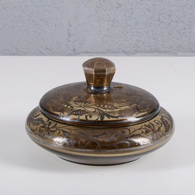 Bowl with Glass Lid and Silver Decorations For Sale - Image 6 of 8