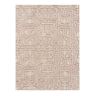 Theseus Hand-Tufted Maze Rug, Peony Pink, 8x10 For Sale