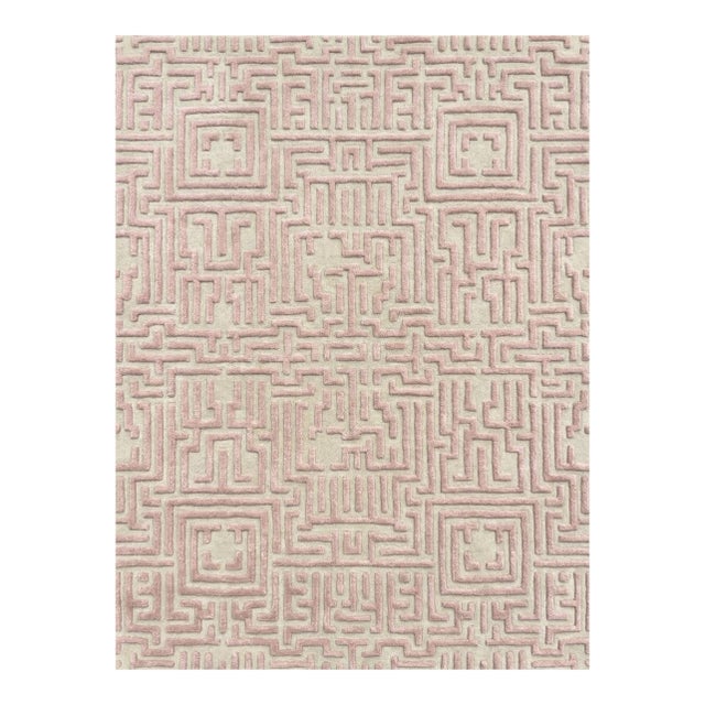 Theseus Hand-Tufted Maze Rug, Peony Pink, 8x10 For Sale