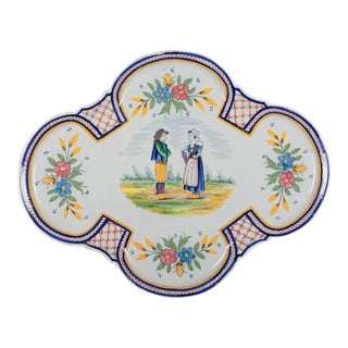 French Hb Quimper Faience Platter For Sale