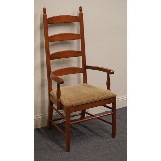 Wood Set of 2 Thomasville Solitaire Collection Early American Style Ladderback Dining Arm Chairs 23221-812 For Sale - Image 7 of 13