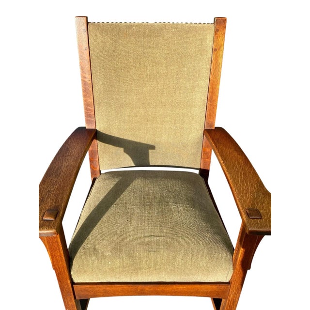 Early 20th Century Antique Arts & Crafts / Mission Oak L&jg Stickley Rocking Chair For Sale - Image 5 of 12