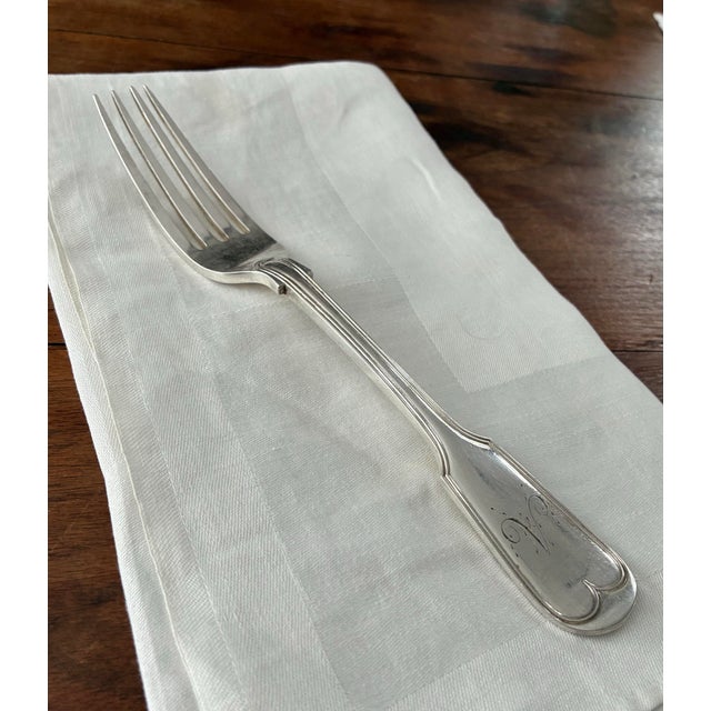 Silver Late 19th Century Heavy Antique French 950 Sterling Silver Dinner Forks - Set of 6 For Sale - Image 8 of 10
