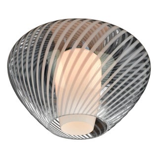 Vintage Large Aloys Gangkofner for Peill & Putzler Toledo Ceiling Light Mid Century Modern Flush Mount Glass Opaline Swirl Modernist Venini For Sale