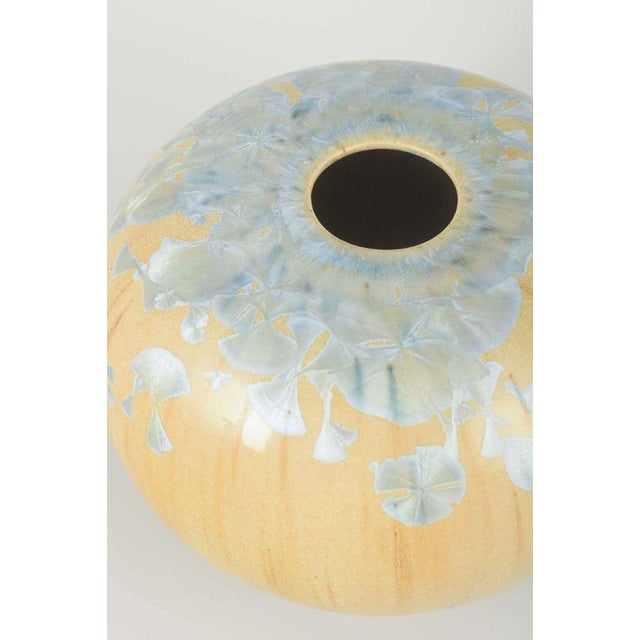 European Studio Pottery Blue and Beige Stoneware Vase For Sale - Image 3 of 5