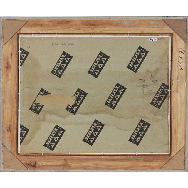 American Mid Century Modern Portrait of Woman in Green Dress Original Oil Painting by Genevieve Rogers For Sale - Image 3 of 3