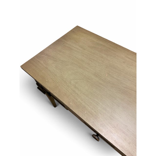 Neoclassical Vintage Neoclassical Sage Green 3-Drawer Writing Desk by White Fine Furniture Co. For Sale - Image 3 of 9