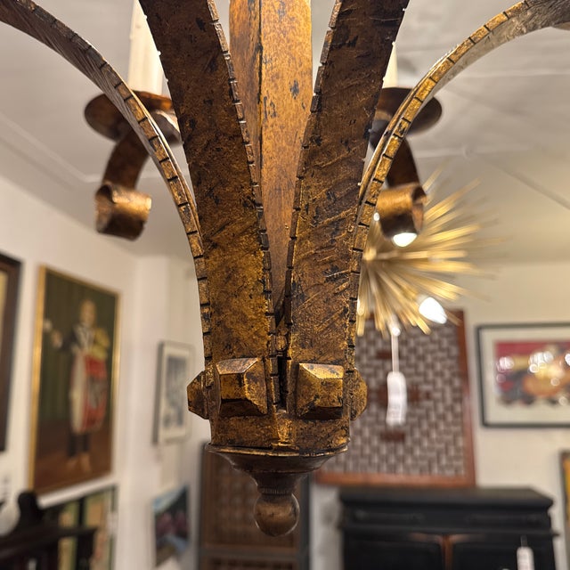 Paul Ferrante Dutch Metal Leaf Iris Chandelier For Sale - Image 12 of 12