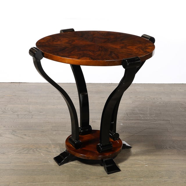 Brown Art Deco Machine Age Occasional Table in Book-Matched & Burled Walnut For Sale - Image 8 of 14