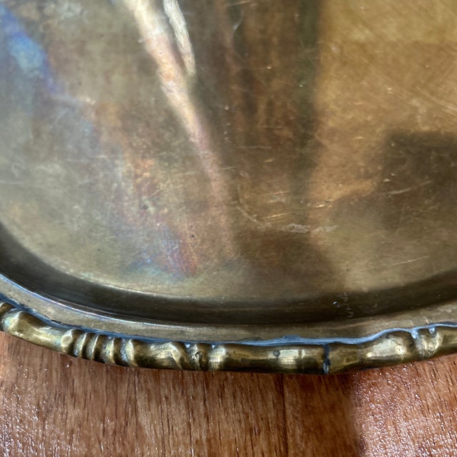 Vintage Brass Table Top Tray With Wall Scalloped Border Chairish
