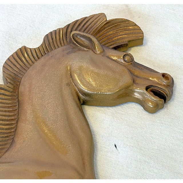 Bronze Vintage MCM Syroco Wood Rodeo Horses- A Pair For Sale - Image 8 of 12