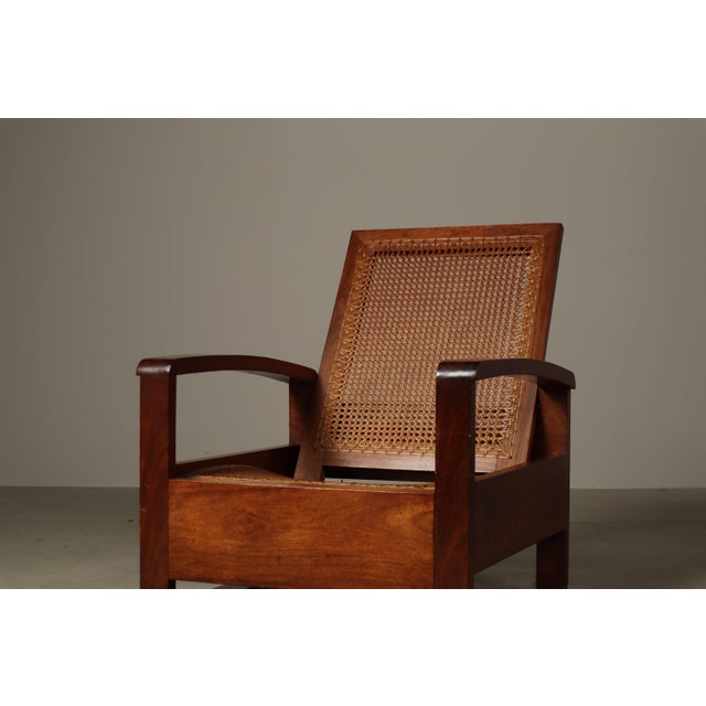 Mid-Century Architectural Teak Lounge Chair with Cane Seat, 1950s For Sale - Image 13 of 16